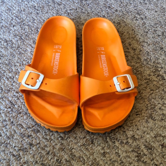 orange rubber birkenstocks